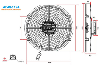 Aeroflow 14" Brushless Electric Fan, Puller Type with Curved Blades  2500 CFM Rating. Non Reversable