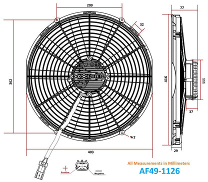 Aeroflow 16" Brushless Electric Fan, Puller Type with Curved Blades  3,300 CFM Rating. Non Reversable