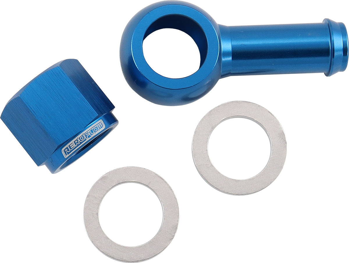 90° Fuel Pump Banjo Kit - Blue  3/8" Barb Banjo Fitting & Cap