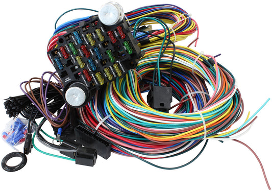 Complete Universal 21 Circuit Wiring Harness Kit   Complete with Standard Fuses & Fuse Panel