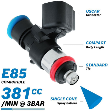 Bosch Motorsport 381cc EV14 Short USCAR Fuel Injector  381 cc/min (44 lb/hr) @ 3 bar (43.5 psi)