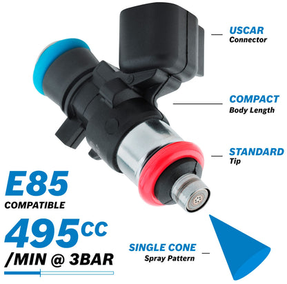 Bosch Motorsport 495ccEV14 Short USCAR Fuel Injector  495 cc/min (44 lb/hr) @ 3 bar (43.5 psi)