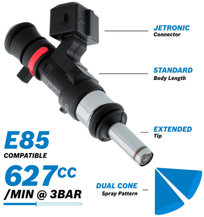 Bosch Motorsport 627ccEV14 Medium JETRONIC Fuel Injector with Extended Tip  627 cc/min (57 lb/hr) @ 3 bar (43.5 psi)
