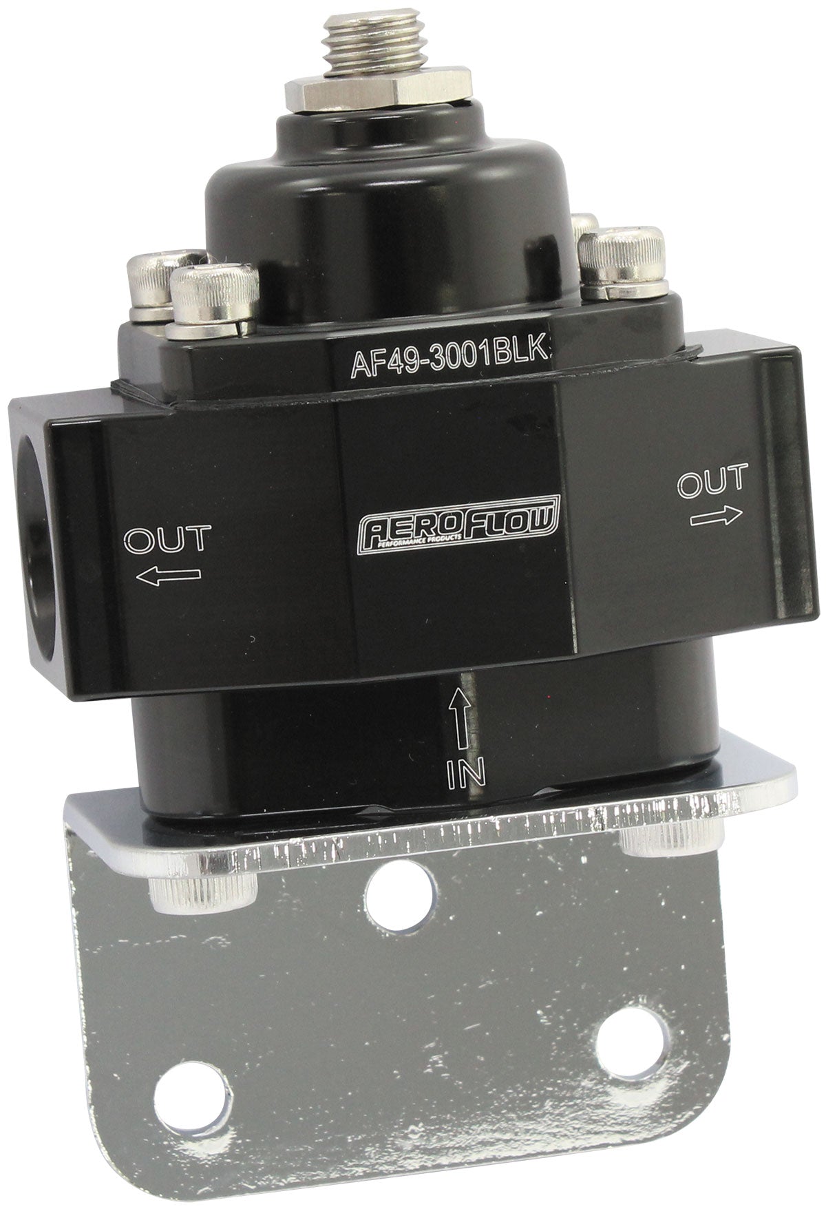 Aeroflow Billet 2-Port Fuel Pressure Regulator with -8 ORB Ports   Black Finish. 1-11 psi Adjustable
