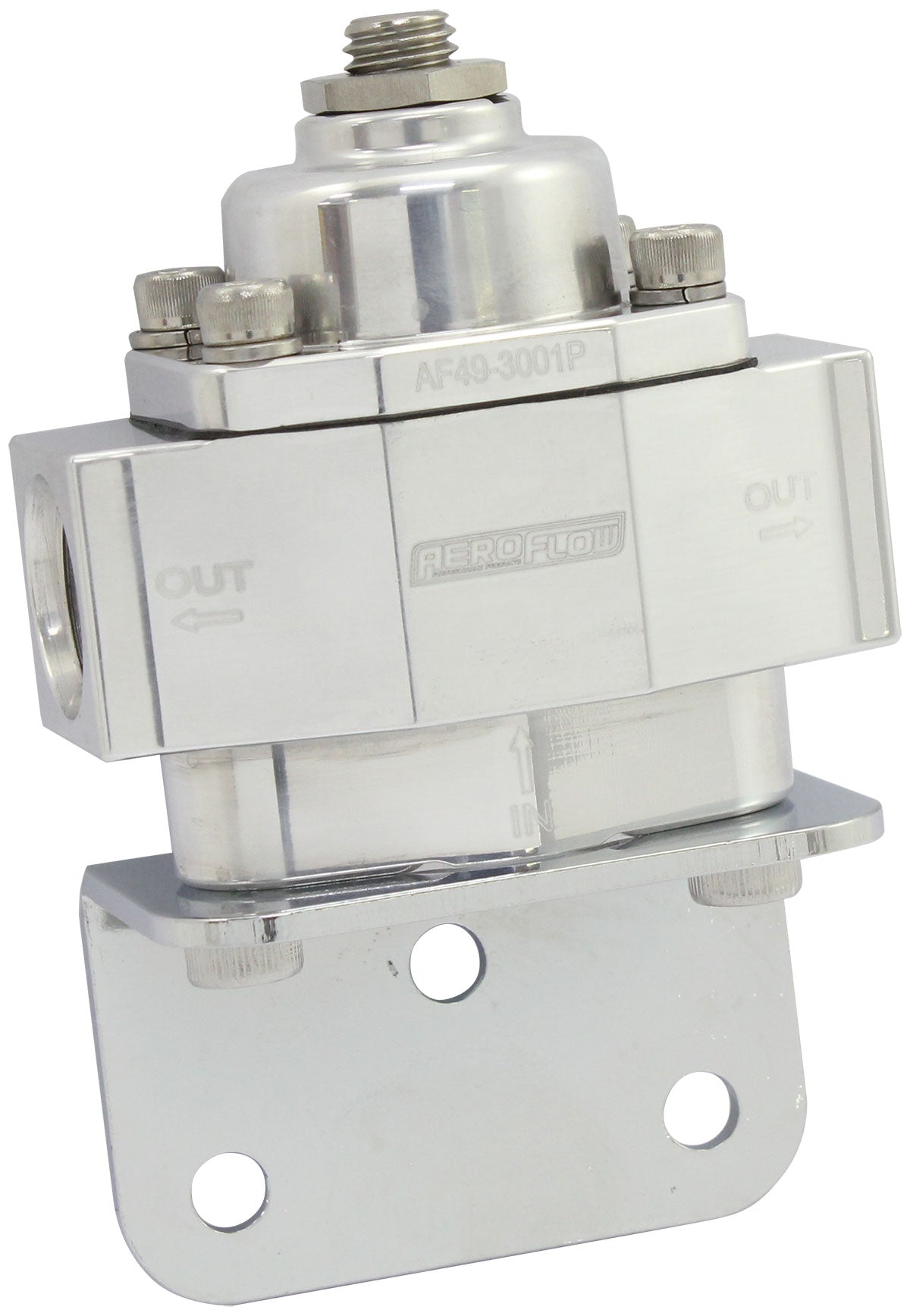 Aeroflow Billet 2-Port Fuel Pressure Regulator with -8 ORB Ports   Polished Finish. 1-11 psi Adjustable