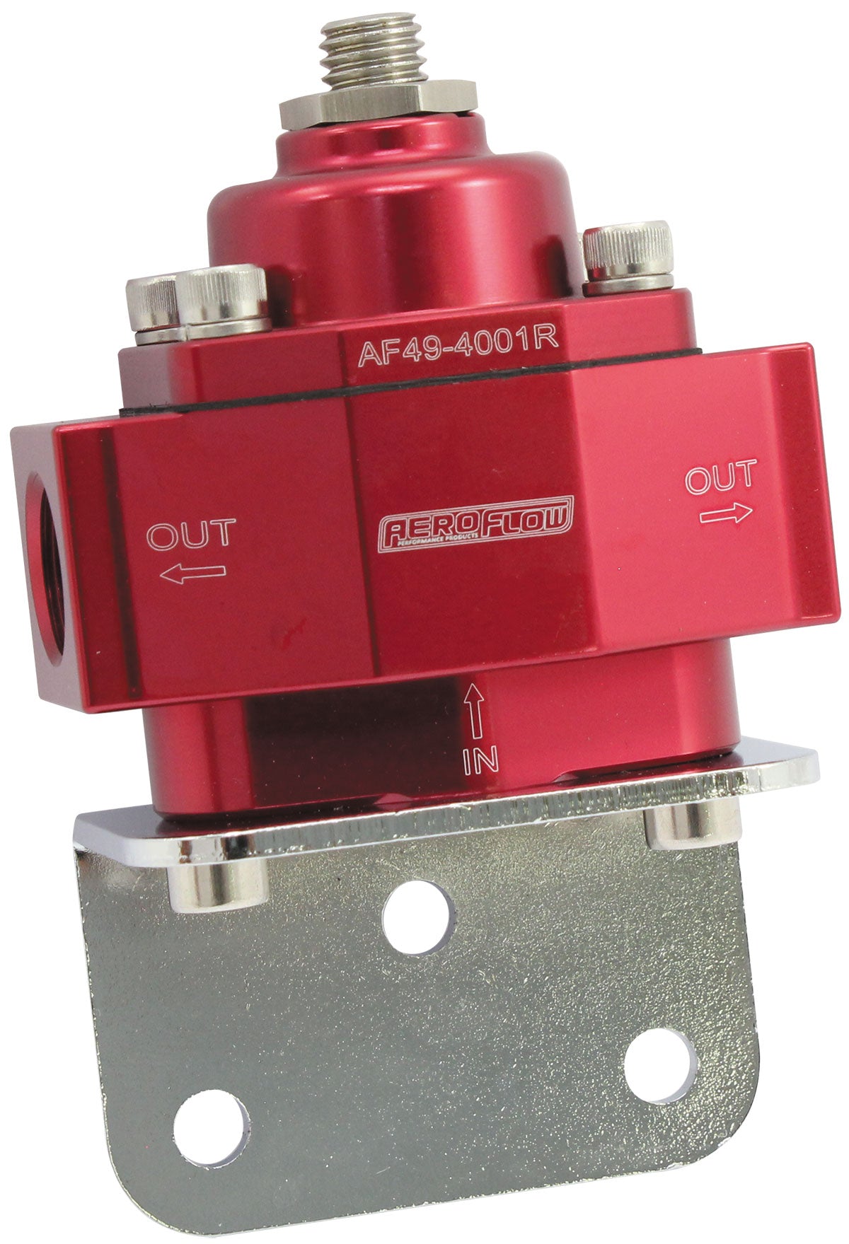 Aeroflow Billet 2-Port Fuel Pressure Regulator with 3/8" NPT Ports   Red Finish. 1-11 psi Adjustable