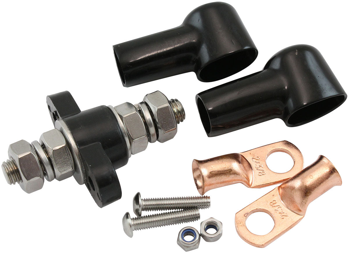 Aeroflow Single Black Electrical Terminal Bulkhead -M10 Stud   Sold Individual to suit Negative (Black) Terminal
