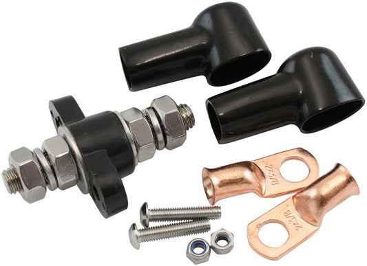 Aeroflow Single Black Electrical Terminal Bulkhead -M10 Stud   Sold Individual to suit Negative (Black) Terminal