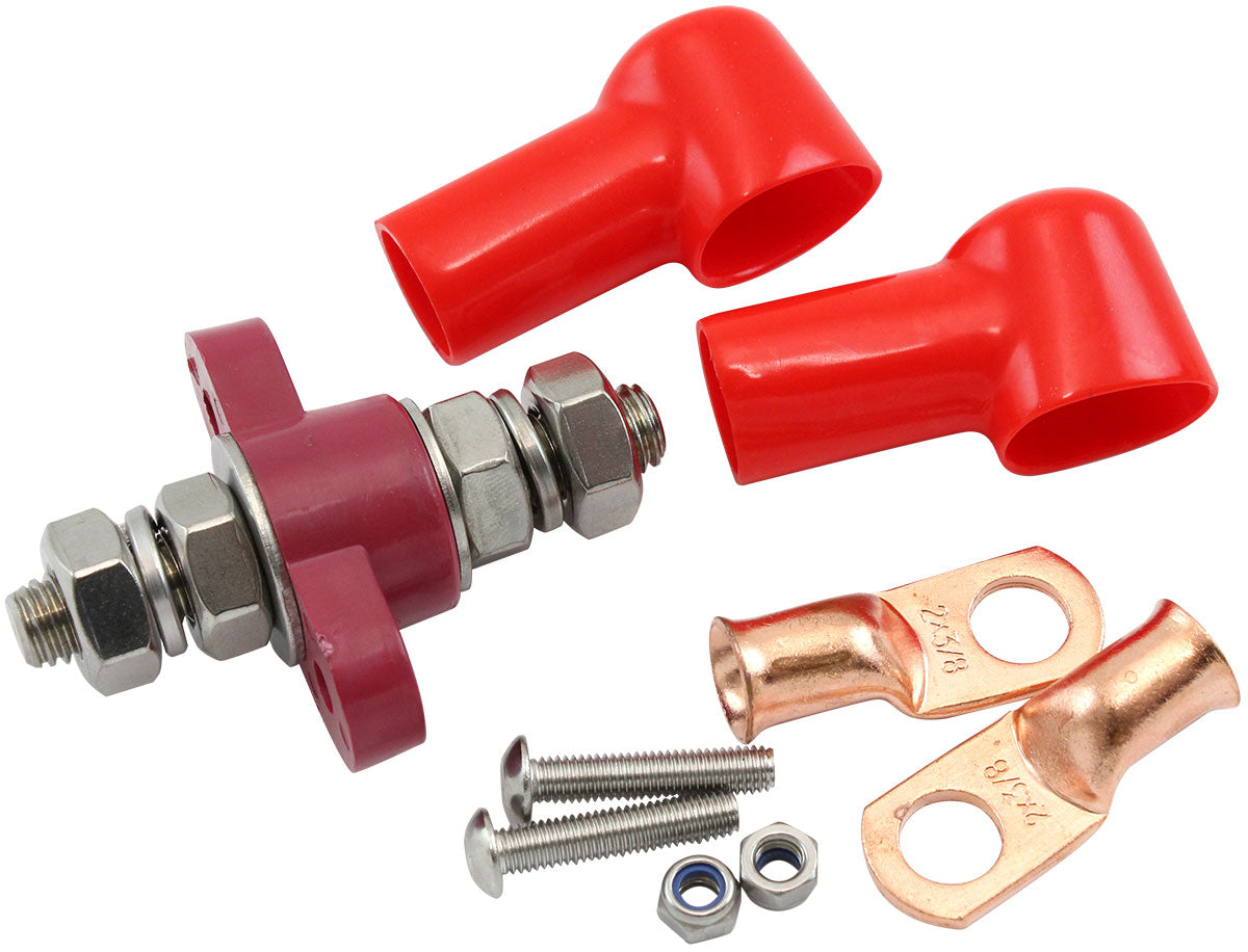 Aeroflow Single Red Electrical Terminal Bulkhead - M10 Stud   Sold Individual to suit Positive (Red) Terminal