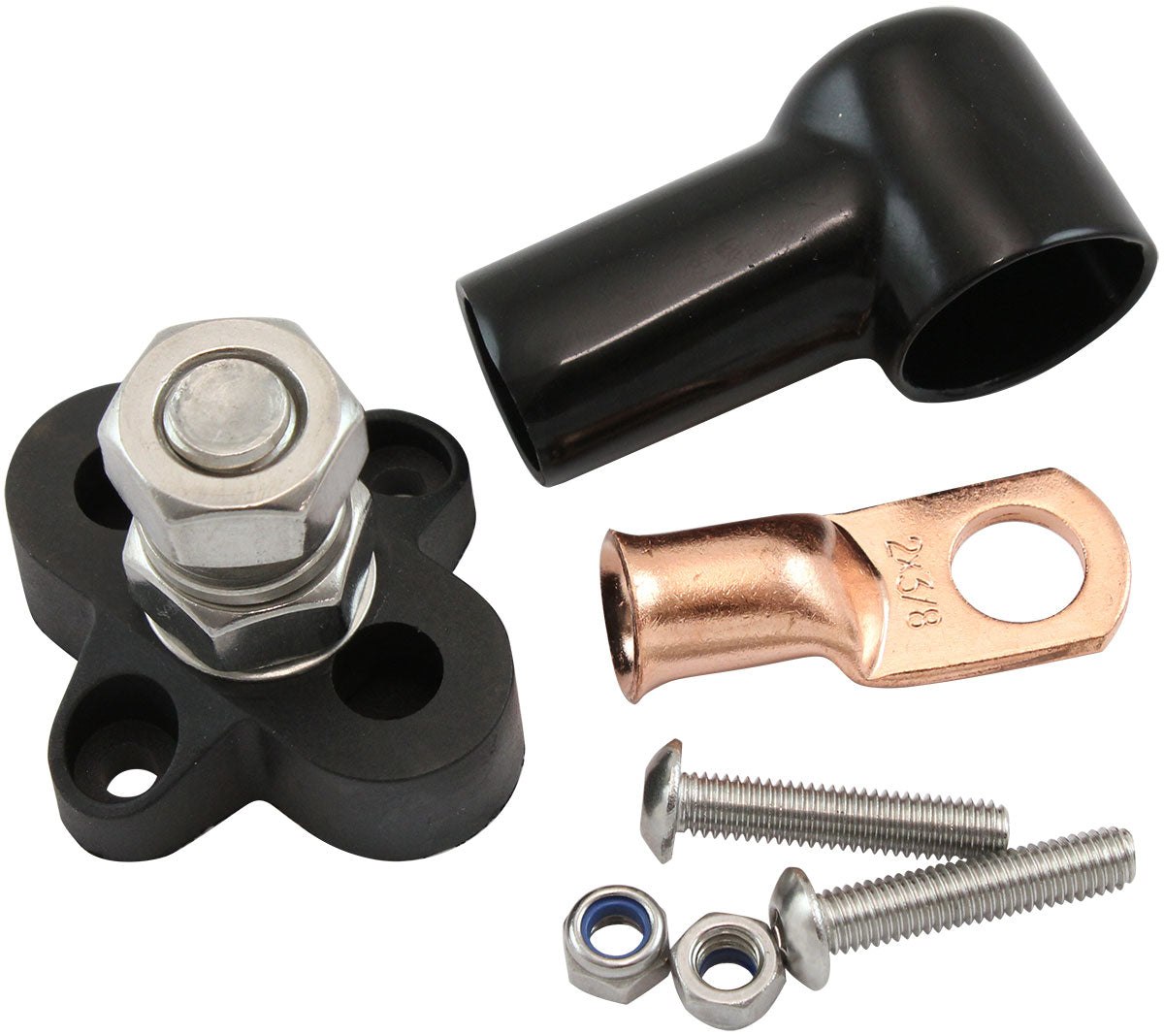 Aeroflow Single Black Post Electrical Terminal Distribution Block - M10 Stud   Sold Individual to suit Negative (Black) Terminal