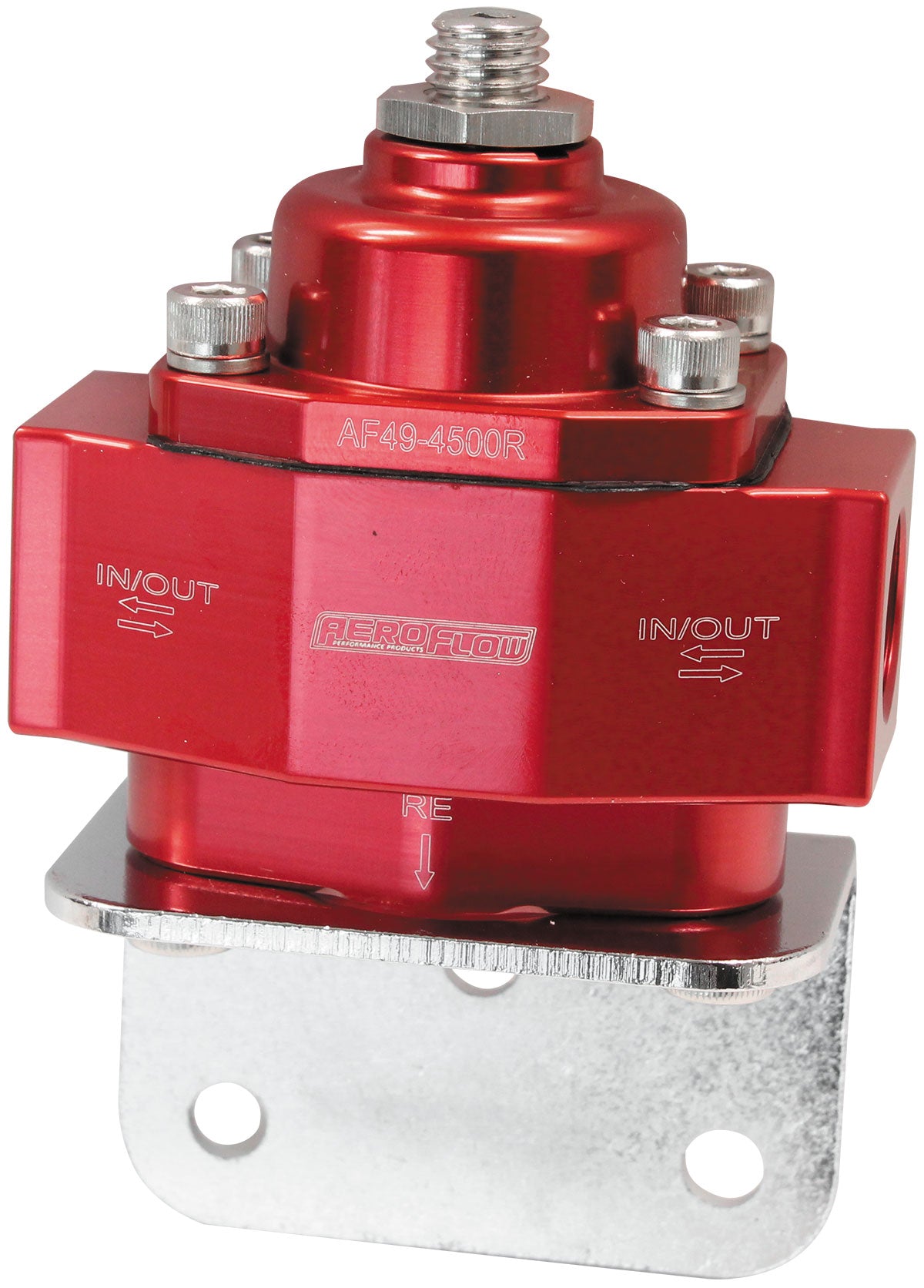 Aeroflow Bypass Adjustable Fuel Pressure Regulator, Red  4.5-9 psi Adjustable. 3/8" NPT Ports with Bottom Return