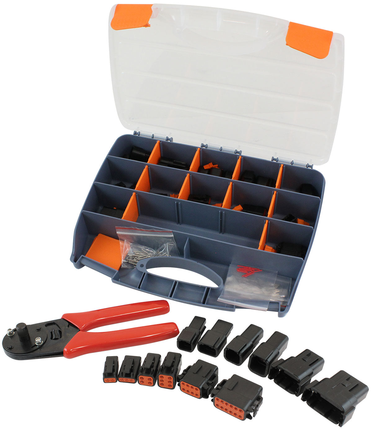 WeatherTight DTM Connector Kit   Kit Includes 2,4,6,8,12 Pin Connectors, Terminals & Crimp Tool
