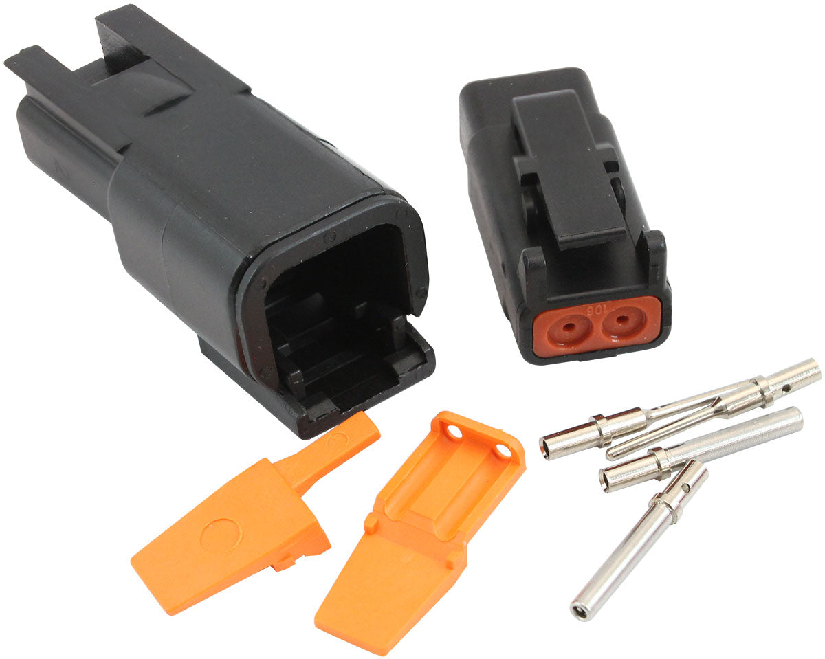 WeatherTight DTM 2 PinConnector   Black Connector, Suit 20AWG Wire