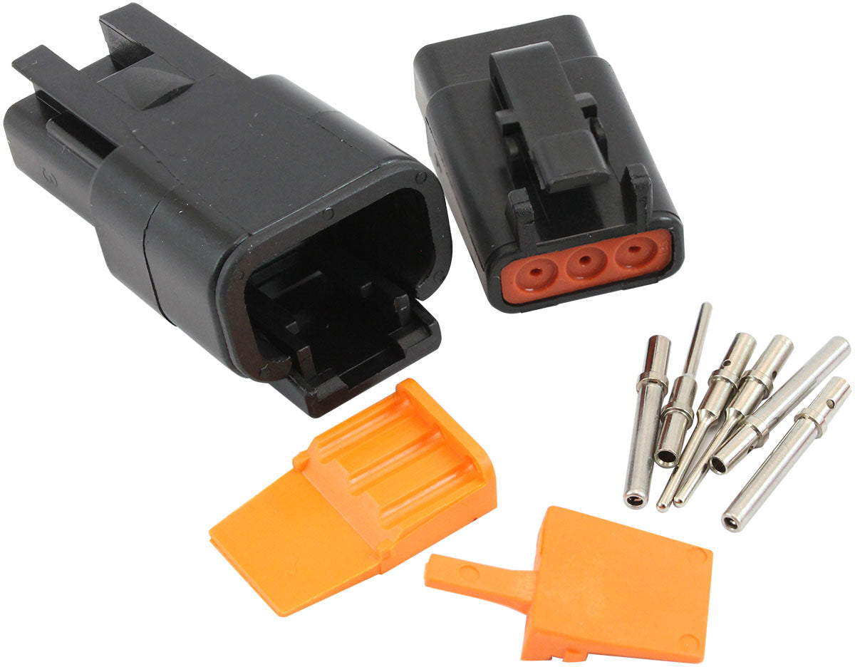 WeatherTight DTM 3 PinConnector   Black Connector, Suit 20AWG Wire