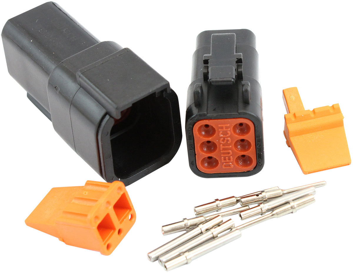 WeatherTight DTM 6 PinConnector   Black Connector, Suit 20AWG Wire