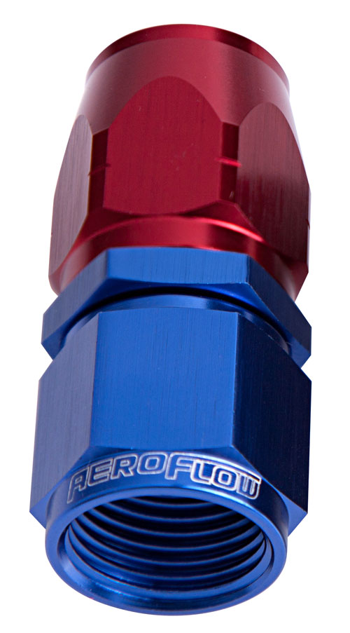 500 / 550 Series Cutter Style One Piece Full Flow Swivel Straight Hose End -6AN  Blue/Red Finish. Suits 100 & 450 Series Hose