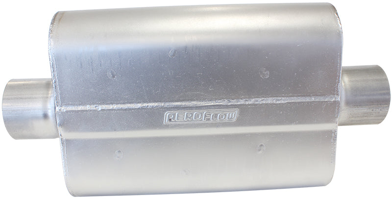 Aeroflow 5000 Series Mufflers - Centre Inlet/Centre Outlet   2-1/2" Inlet, 2-1/2" Outlet, 16 gauge Aluminised Steel, Chambered