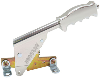 Aeroflow Floor Mount Handbrake - Silver Finish  Pistol Grip Handle