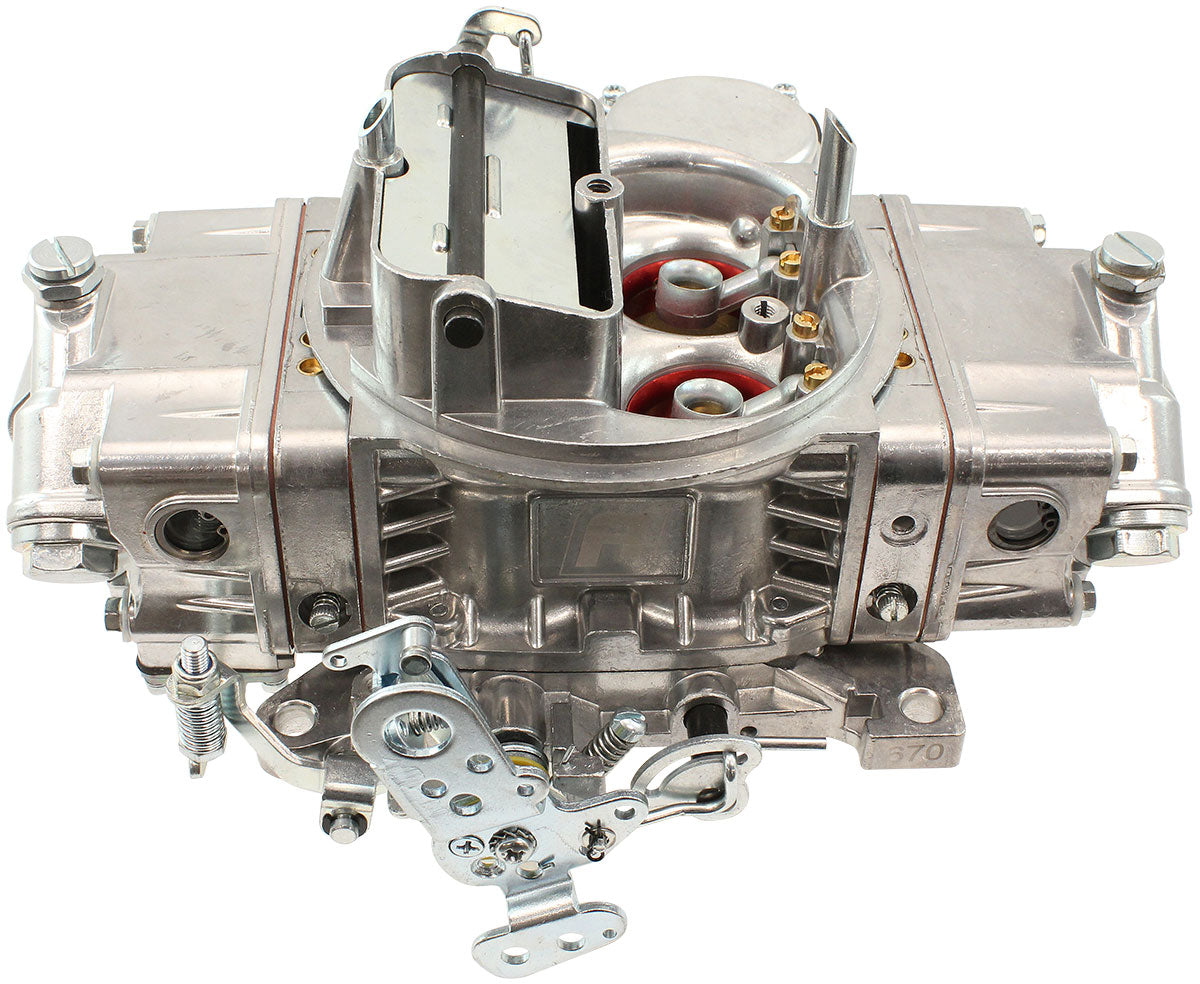 Aeroflow 670cfm 4-Barrel Street Carburettor with Vacuum Secondaries  Square bore 4150 Flange, Electric Choke, Silver Finish