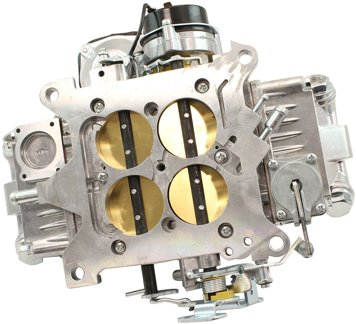 Aeroflow 670cfm 4-Barrel Street Carburettor with Vacuum Secondaries  Square bore 4150 Flange, Electric Choke, Silver Finish