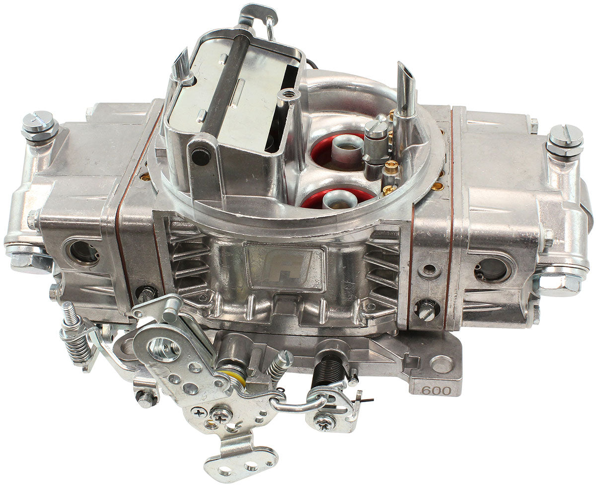 Aeroflow 600cfm 4-Barrel Double Pumper Carburettor with Mechanical Secondaries  Square bore 4150 Flange, Electric Choke, Silver Finish