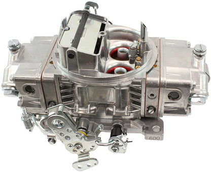 Aeroflow 600cfm 4-Barrel Double Pumper Carburettor with Mechanical Secondaries  Square bore 4150 Flange, Electric Choke, Silver Finish