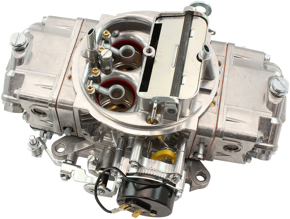 Aeroflow 600cfm 4-Barrel Double Pumper Carburettor with Mechanical Secondaries  Square bore 4150 Flange, Electric Choke, Silver Finish
