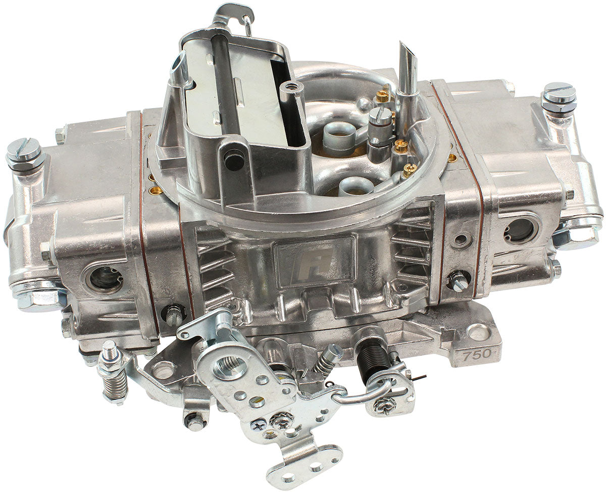 Aeroflow 750cfm 4-Barrel Double Pumper Carburettor with Mechanical Secondaries  Square bore 4150 Flange, Electric Choke, Silver Finish