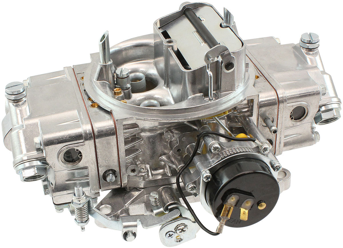 Aeroflow 750cfm 4-Barrel Double Pumper Carburettor with Mechanical Secondaries  Square bore 4150 Flange, Electric Choke, Silver Finish