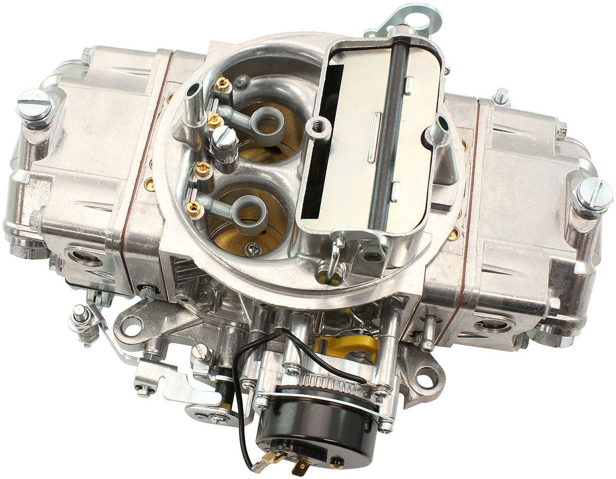 Aeroflow 750cfm 4-Barrel Double Pumper Carburettor with Mechanical Secondaries  Square bore 4150 Flange, Electric Choke, Silver Finish