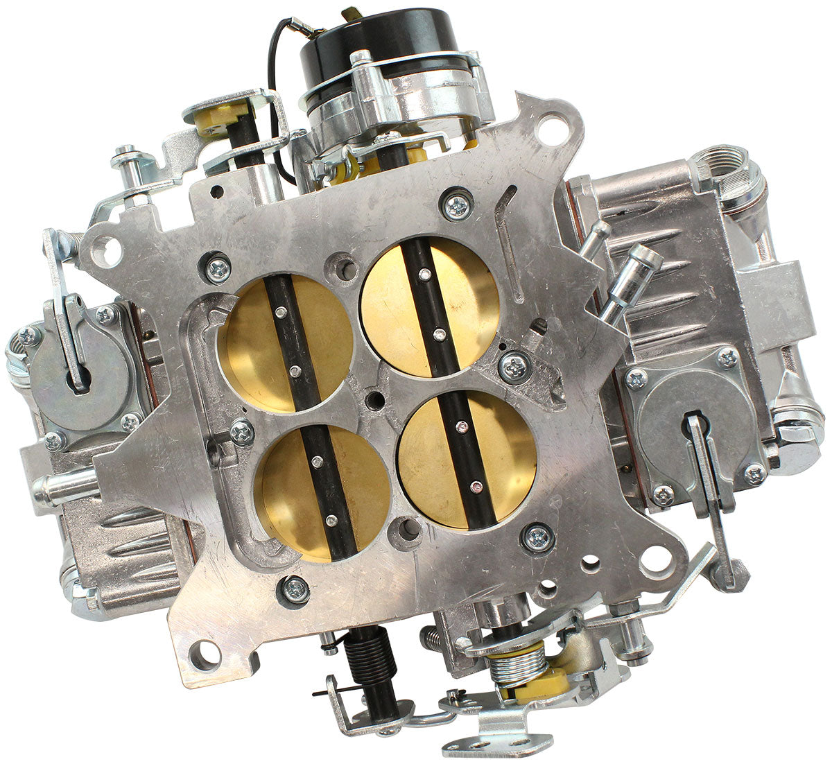 Aeroflow 750cfm 4-Barrel Double Pumper Carburettor with Mechanical Secondaries  Square bore 4150 Flange, Electric Choke, Silver Finish