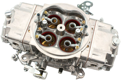 Aeroflow 650cfm 4-Barrel Double Pumper Carburettor with Mechanical Secondaries  Square bore 4150 Flange, No Choke, Silver Finish