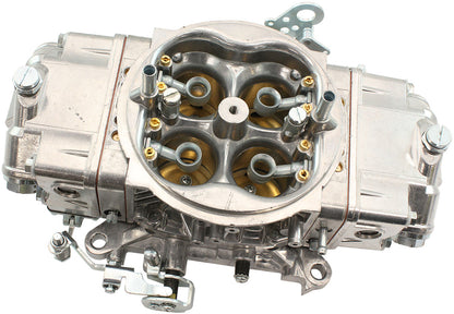 Aeroflow 750cfm 4-Barrel Double Pumper Carburettor with Mechanical Secondaries  Square bore 4150 Flange, No Choke, Silver Finish