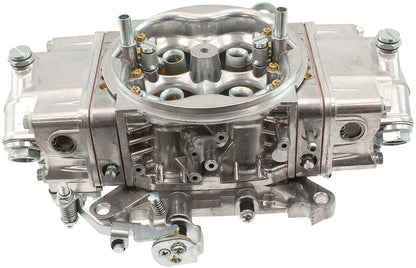 Aeroflow 850cfm 4-Barrel Double Pumper Carburettor with Mechanical Secondaries  Square bore 4150 Flange, No Choke, Silver Finish
