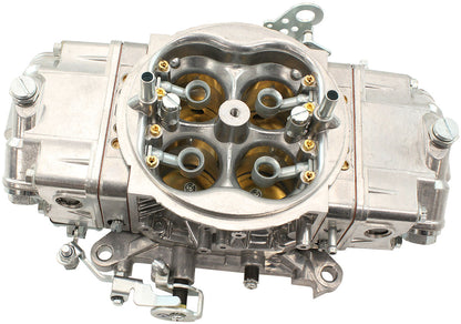 Aeroflow 850cfm 4-Barrel Double Pumper Carburettor with Mechanical Secondaries  Square bore 4150 Flange, No Choke, Silver Finish