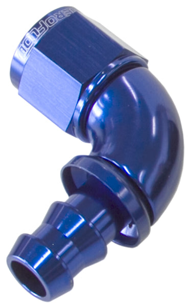 510 Series Full Flow Tight Radius Push Lock 90° Hose End -12AN   Blue Finish. Suits 400 & 500 Series Hose