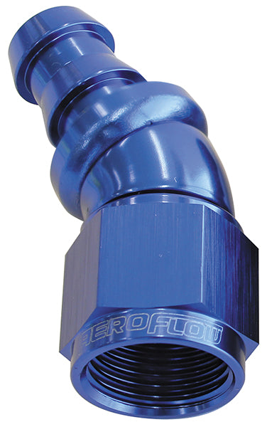 510 Series Full Flow Tight Radius Push Lock 30° Hose End -12AN   Blue Finish. Suits 400 & 500 Series Hose