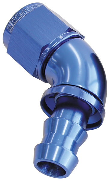 510 Series Full Flow Tight Radius Push Lock 60° Hose End -12AN   Blue Finish. Suits 400 & 500 Series Hose