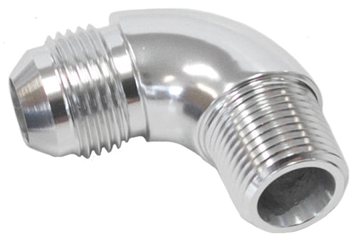 90° NPT to AN Full Flow Adapter 3/8" to -10AN   Silver Finish