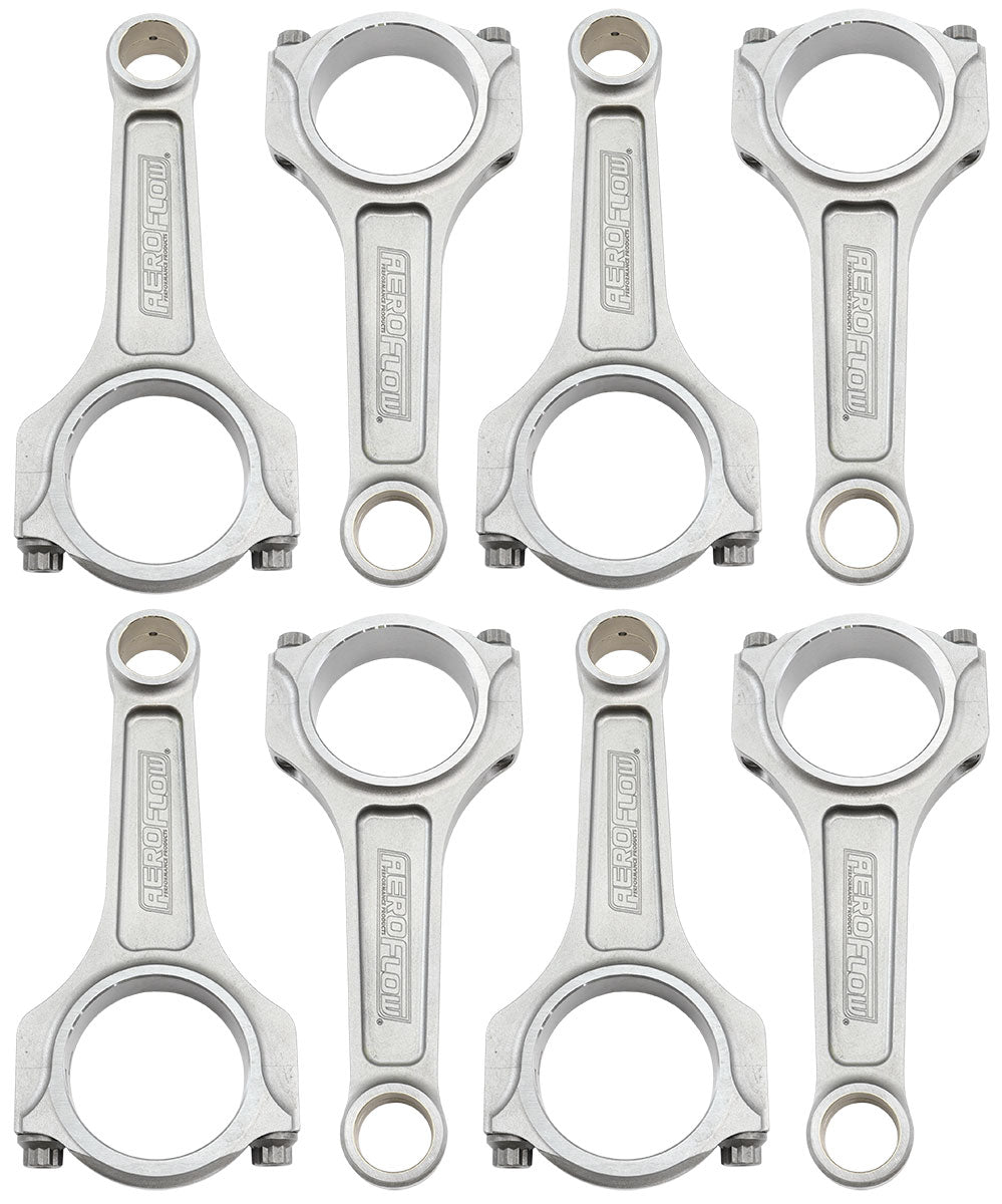 Aeroflow Forged I-Beam Conrod Set, 5.700" Length  2.100" Journal, .927" Pin, ARP 7/16" Bolts. Fits S/B Chev