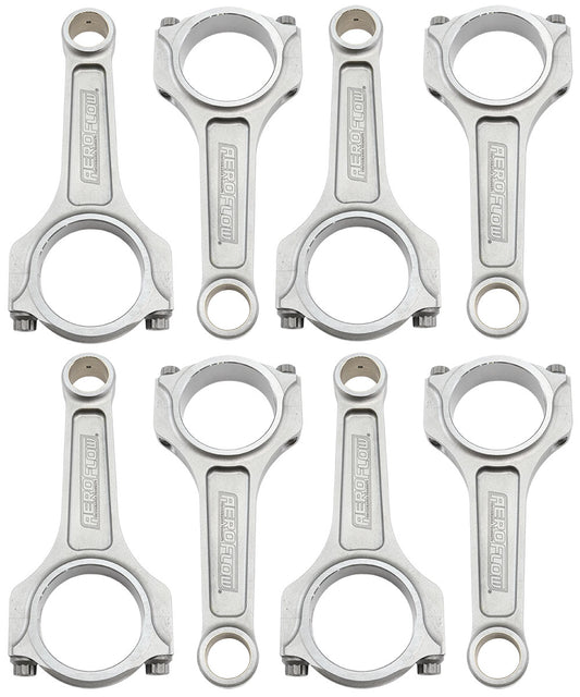 Aeroflow Forged I-Beam Conrod Set, 5.700" Length  2.100" Journal, .927" Pin, ARP 7/16" Bolts. Fits S/B Chev