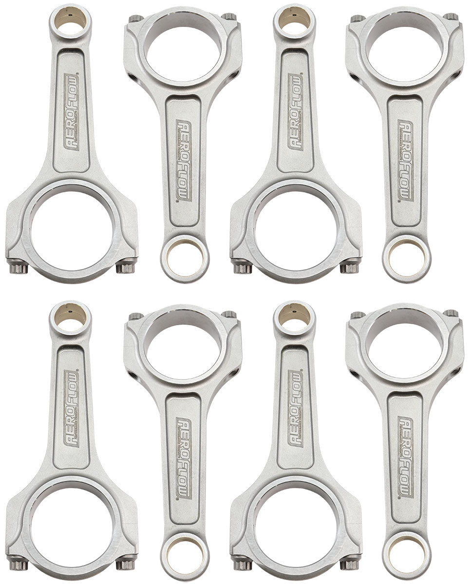 Aeroflow Forged I-Beam Conrod Set, 6.000" Length  2.100" Journal, .927" Pin, ARP 7/16" Bolts. Fits S/B Chev