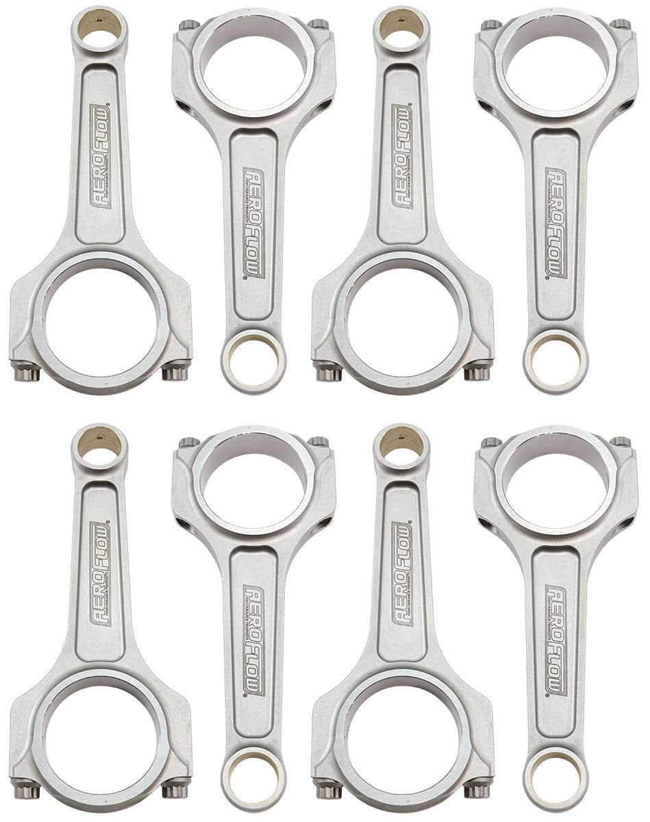 Aeroflow Forged I-Beam Conrod Set, 6.125" Length  2.100" Journal, .927" Pin, ARP 7/16" Bolts. Fits GM LS Series