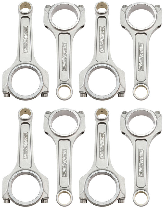 Aeroflow Forged I-Beam Conrod Set, 6.125" Length  2.100" Journal, .927" Pin, ARP 7/16" Bolts. Fits GM LS Series