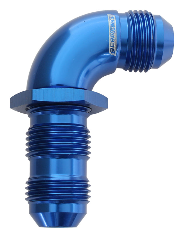 90° Full Flow AN Bulkhead -20AN   Blue Finish