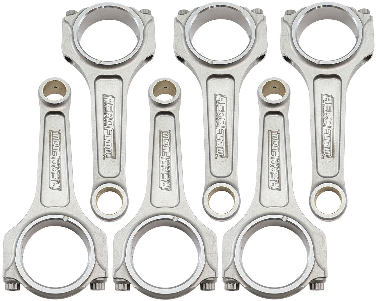 Aeroflow Forged I-Beam Conrod Set, 6.060" Length  2.242" Journal, .867" Pin, ARP 7/16" Bolts. Fits Ford 'Barra' 6 Cyl.