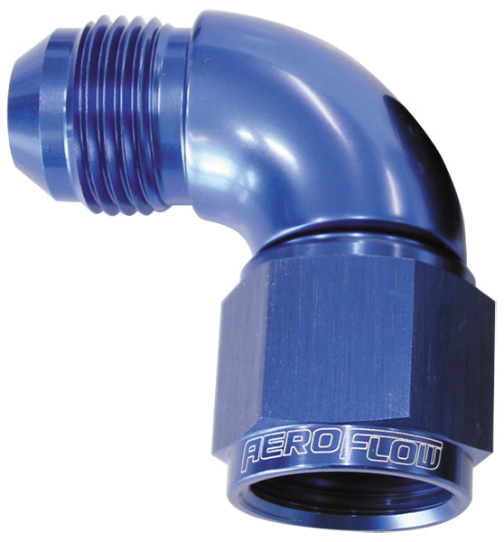 90° Full Flow Female/Male Flare Swivel -8AN   Blue Finish