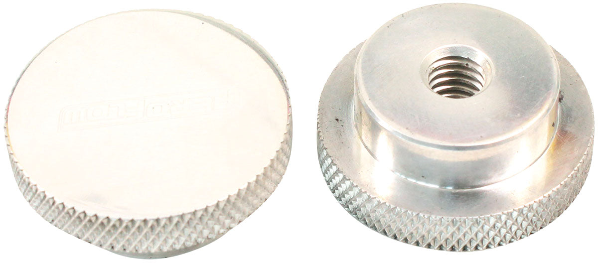 Polished Billet Air Cleaner Nut 1/4" UNC  Low profile with a tall step down to suit Full Flow Air Cleaner Lid