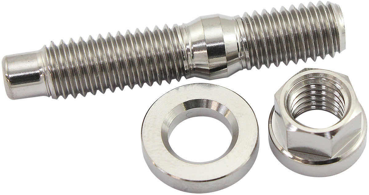Aeroflow M8 x 1.25mm Titanium Stud, Hex Nut and Washer Kit  Sold as One Stud, One Flat Washer and One 6 Point Hex Nut