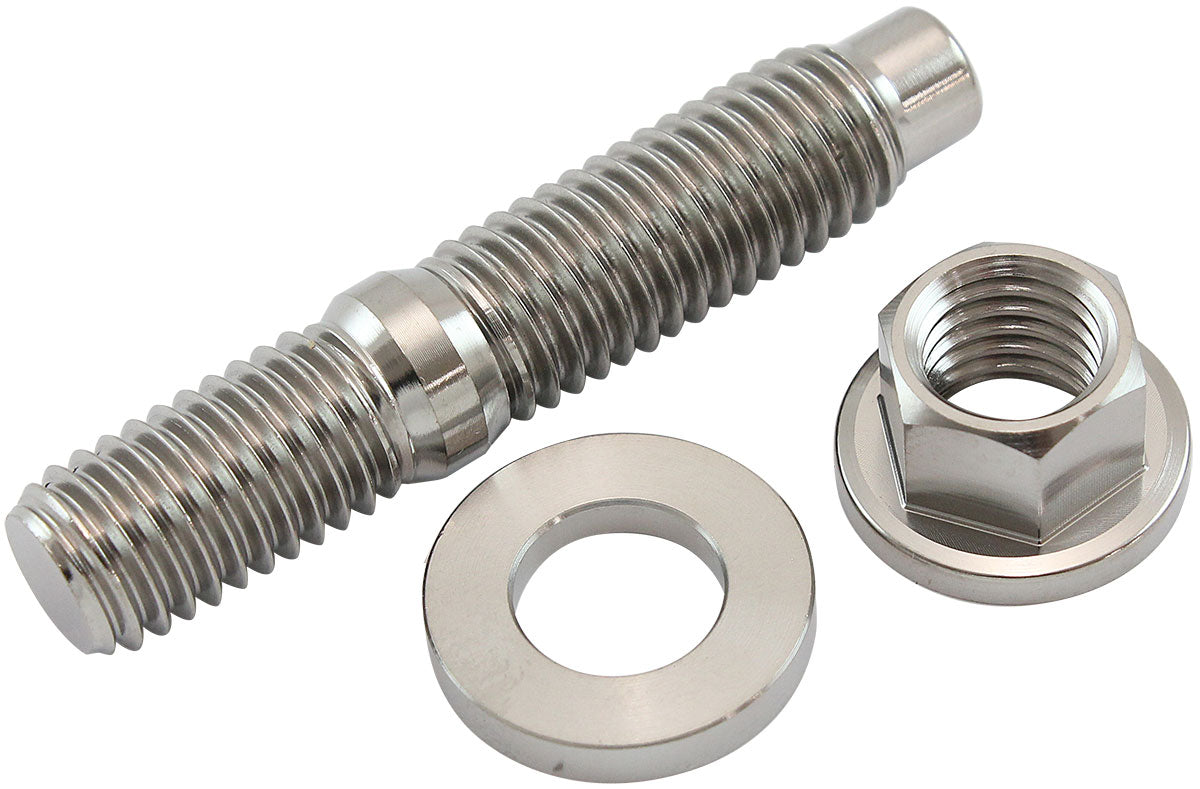 Aeroflow M10 x 1.50mm Titanium Stud, Hex Nut and Washer Kit  Sold as One Stud, One Flat Washer and One 6 Point Hex Nut